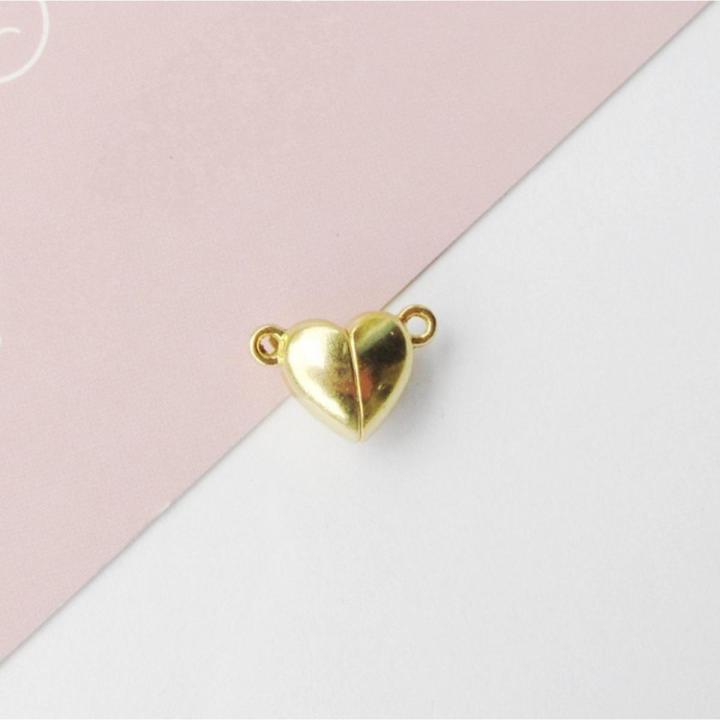 2 Pcs/set Love Heart Round Shaped Magnetic Connected Clasps Beads Charms End Caps for DIY Couple Bracelet Necklace Making