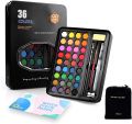 Keep Smiling 36 Colors Solid Watercolor Paints With Painting brush and sponge Tin Box Set (Giorgione 36 water colour paint set). 