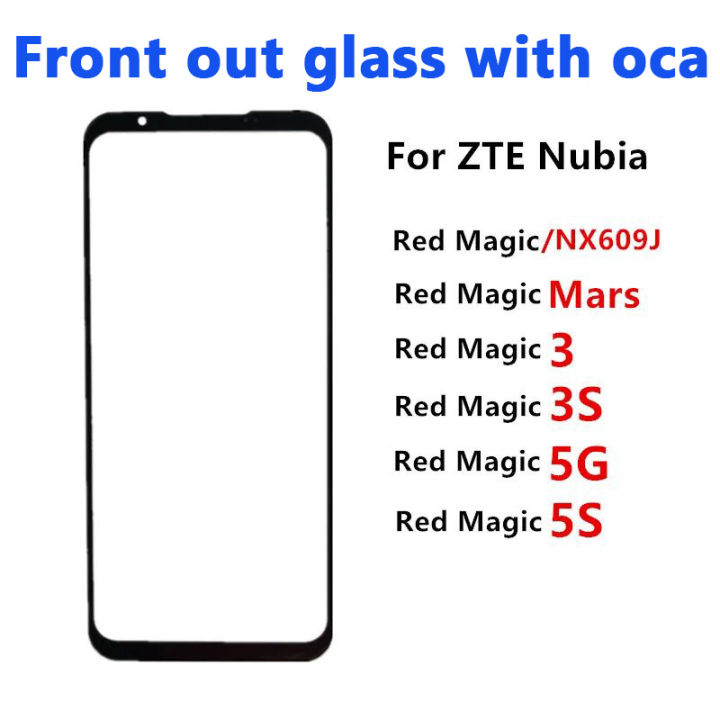 Touch Screen For ZTE Nubia Red Magic Mars 5G 5S 3 3S Front Glass LCD Display Out Panel Cover Repair Replace Parts + OCA