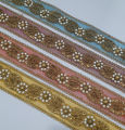 1 Yard/Gaz Fancy Banasri Moti Karahi Work Attractive Lace - Versatile Lace for Clothes, Lace for Dresses, Kurti, Dupatta, Front-Back Ghera, and Borders. 
