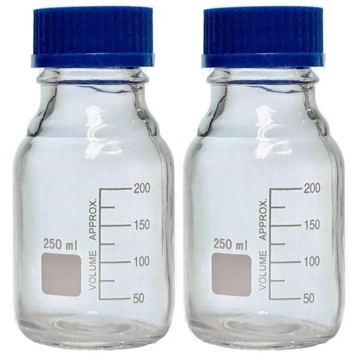 250ml Glass Round Media Storage Bottles With Screw Cap  Pack Of 01