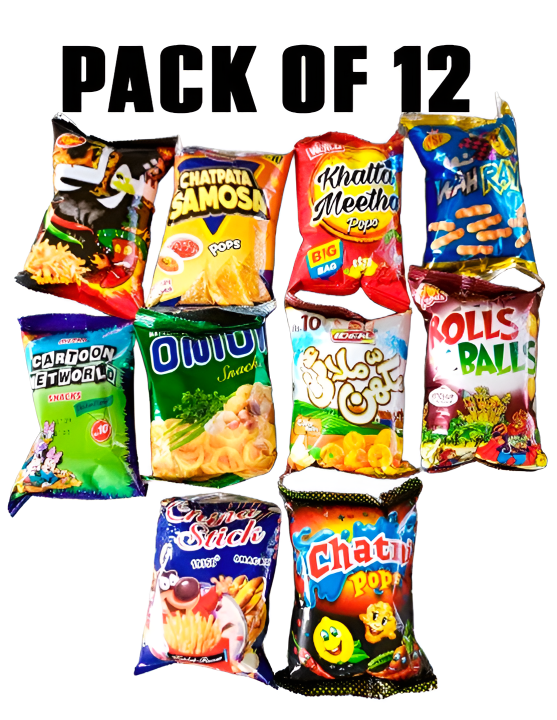 Pack of 12 Random Pakistani Local Snacks / Mix Pakistani childhood snacks / Pakistani Snacks