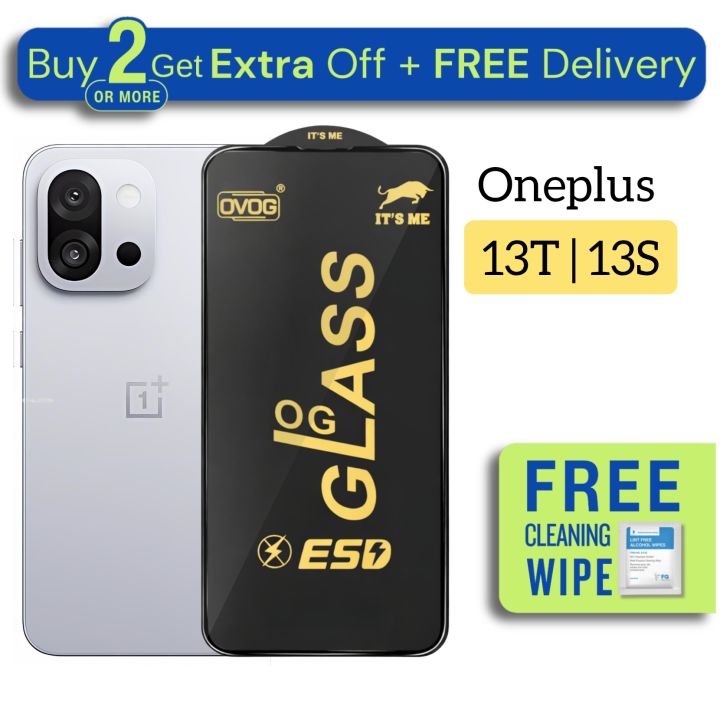 1-5 Pcs - Oneplus 13T / 13S - Premium Quality OG Glass Screen Protector - Extra Smooth touch - With Cleaning Wipe