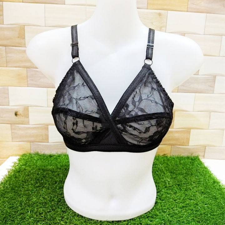 Transparent Net Bra for Women & Girls – Skin/Black, Sizes 32B-42B
