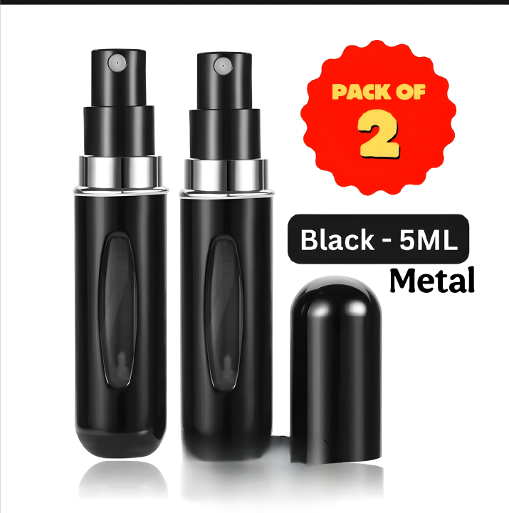 Pack of 2 Refillable 5ml Mini Perfume Spray Bottles - Portable Travel Cosmetic Containers, Unisex Fragrance Spray Bottles, 5ml Mini Refillable Perfume, Leak-Proof Tester Spray, Travel Size Refill Bottle, Perfume for Men, Women, Girls PROMISE TO SELL