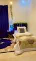 Modern single bed made with wood, furniture factory. 