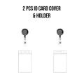 2 Pcs ID Card Vertical Transparent Holder with Retractable pins | Waterproof PVC Badge Protector | Super Quality Transparent Protector. 