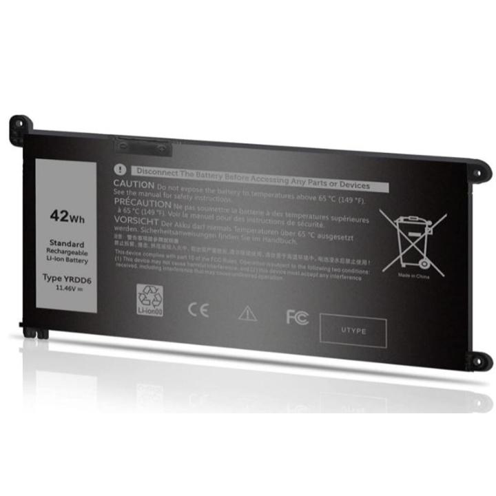YRDD6 Laptop Battery for Dell_Inspiron 3493 3501 3582 3583 3584 3593 3793 5480 5481 5482 5485 5491 5493 5585 5590 5591 5593 5594 5598 7586  Series VM732 1VX1H（42Wh 11.4V 3 Cell）