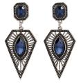Vintage Women Hollow Triangle Faux Sapphire Earrings Party Wedding Jewelry Gift. 