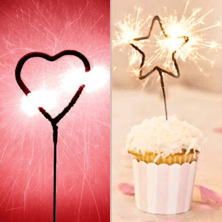 Heart And Star Shaped Party Sparkler - 5cm Sparkling Candles For Birthday