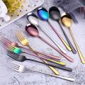 1PC Stainless Steel Spoons Forks with Long Handle Ice Cream Coffee Tea Spoons Noodles Spaghetti Forks Home Kitchen Tableware Spoons Forks Size 21cm. 