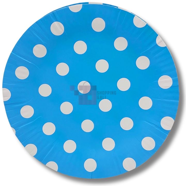 Blue Polka Dot Plates - 7 Inch - Blue Themed Party - Blue - Unisex - Pack Of 10