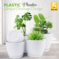 Fast Forward Plant Pots Indoor with Drainage - Pack of 5 Decorative Flower Pots for Indoor Plants - White Plastic Planters for Indoor Plants, Flowers, Cactus, Succulents Pot. 