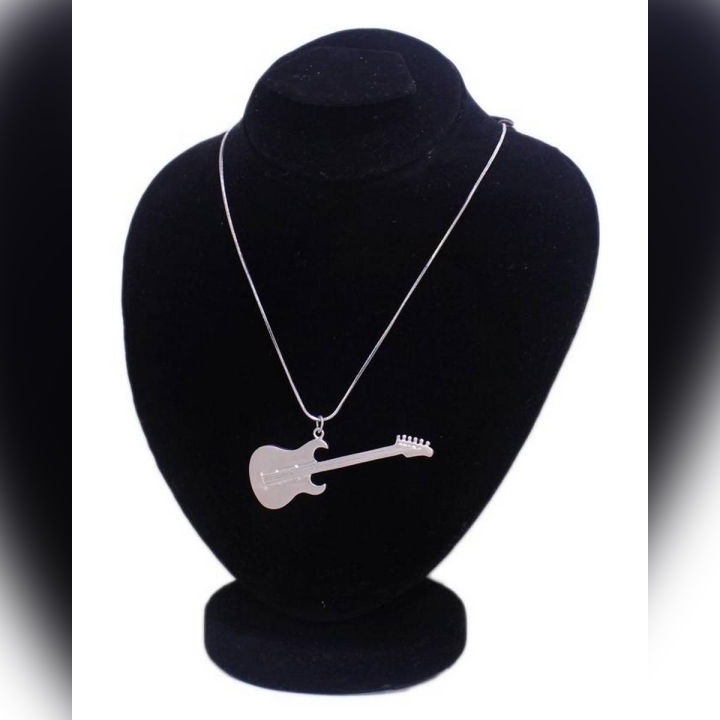 Silver - Stainless Steel - Guitar Pendant for Boys & Girls
