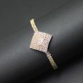 Elegant Square-Headed Golden Alloy Bracelet with Silver Pearls -19 cm. Bracelet for girls. Bracelet for womens. Fashion.. 