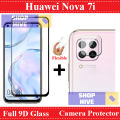 Huawei Nova 7i Full Black 9D|5D|6D|10D|11D|21D Tempered Glass Screen Protector Full Glue Edge To Edge + Back Camera 9H Gorilla Flexible Protector For Huawei Nova 7i. 