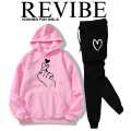 REVIBE - Pink Trendy Printed Tracksuit For Girls & Womens - Soft & Comfortable Fleece Fabric Hoodies For Girls. 
