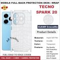 TECNO Spark 20 FULL BACK 360 premium Protection Skin Wrap Full cover sheet for tecno spark 20 Tecno spark 20. 