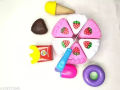 Kids Kitchen Toys DIY Cutting Birthday Cake Pretend Play Food pink - 22 Pcs. 