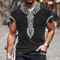 Hot selling ethnic clothing printed T-shirts, new men's short sleeves. 