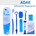 Braces Cleaning Kit for Teeth, Portable Orthodontic Toothbrush Kit Oral Care Dental Travel Kit - Interdental Brush Dental Wax Dental Floss Toothbrush Box (Blue). 