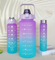 3-Piece Motivational Gradient Sports Water Bottle Set - Ideal for Fitness Enthusiasts, Indoor & Outdoor Activities - Leakproof with Time Marker, Flip Top Lid and Straw - Perfect for School Office and Gym. 