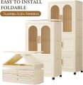 Portable Kids Closet Children's Wardrobe Collapsible Plastic Large Baby Clothes Cabinet Bedroom Nursery Armoire Quick Install Toddler Dresser with Hanging Rod and Door,Large 2 Cubes,White. 