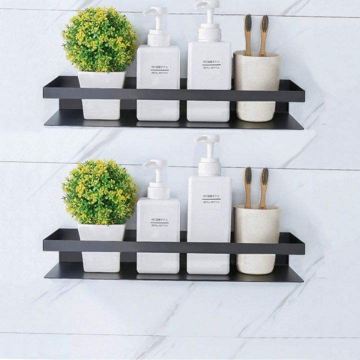 Pack of 2 Metal Wall-mount Washroom Accessories Storage Bathroom Caddy Shelf Rack