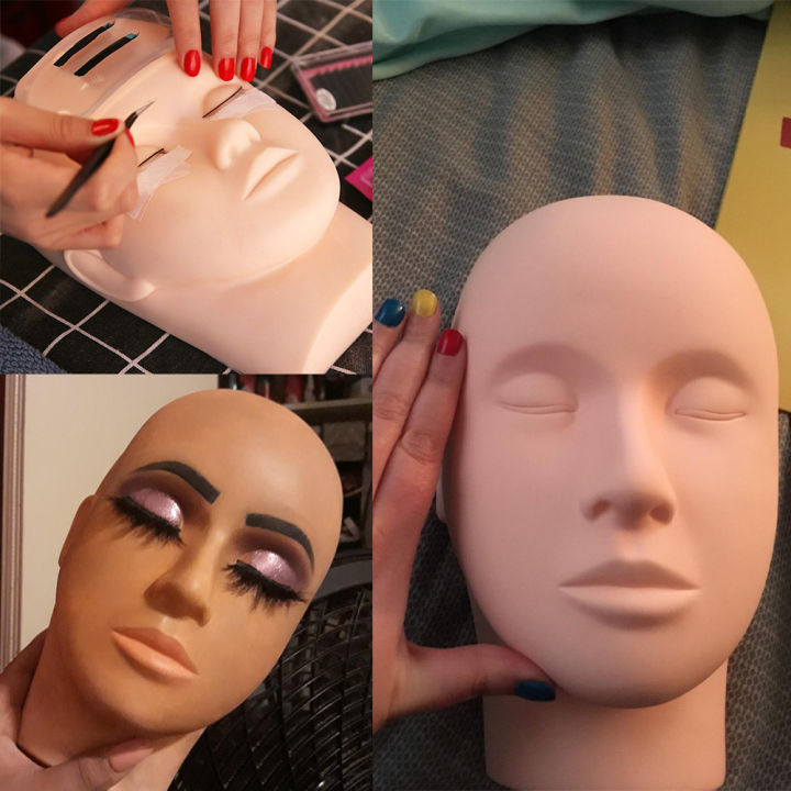 Rubber Silicone Mannequin Head for Eyelash Practice Training Cosmetology Makeup