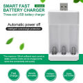 3 Slots AAA/AA Battery Charger USB Fast Charging Adapter Rechargeable Plug Case Conbo. 