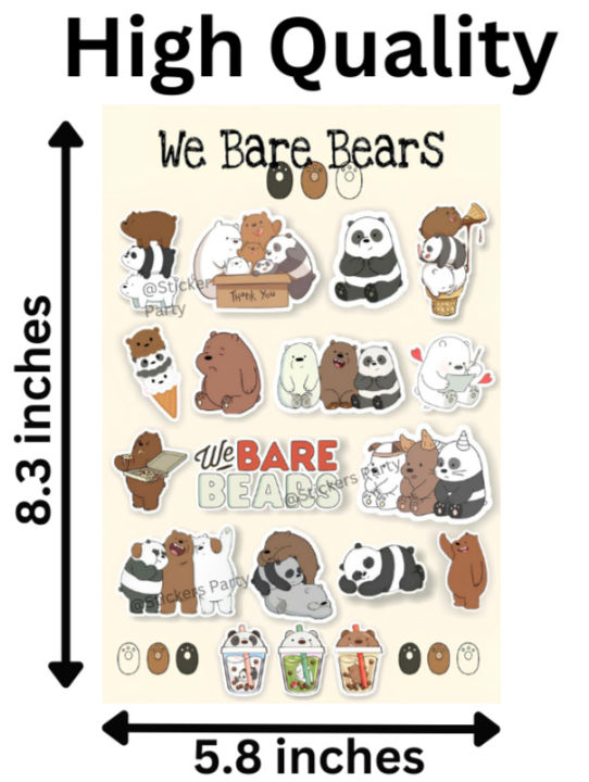 We Bare Bears Cute Aesthetic Journal Sticker Sheet Scrapbooking - Uncut ...