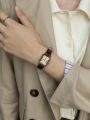 Vintage Small Dial Women's Watch Niche High-grade Leather Small Square Watch Light Luxury Temperament Quartz Watch. 