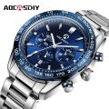 AOCASDIY brand fashionable luxury waterproof timing code watch date quartz men's watch. 