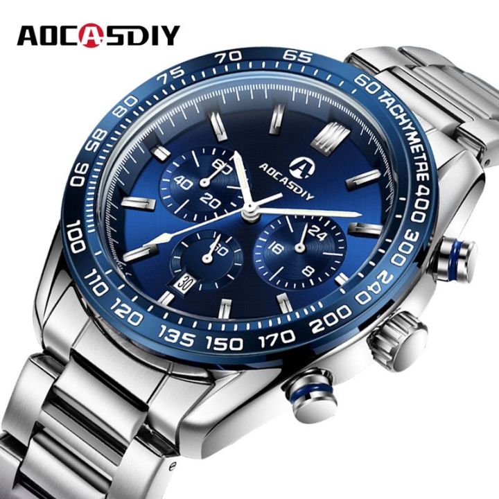 AOCASDIY brand fashionable luxury waterproof timing code watch date quartz men's watch