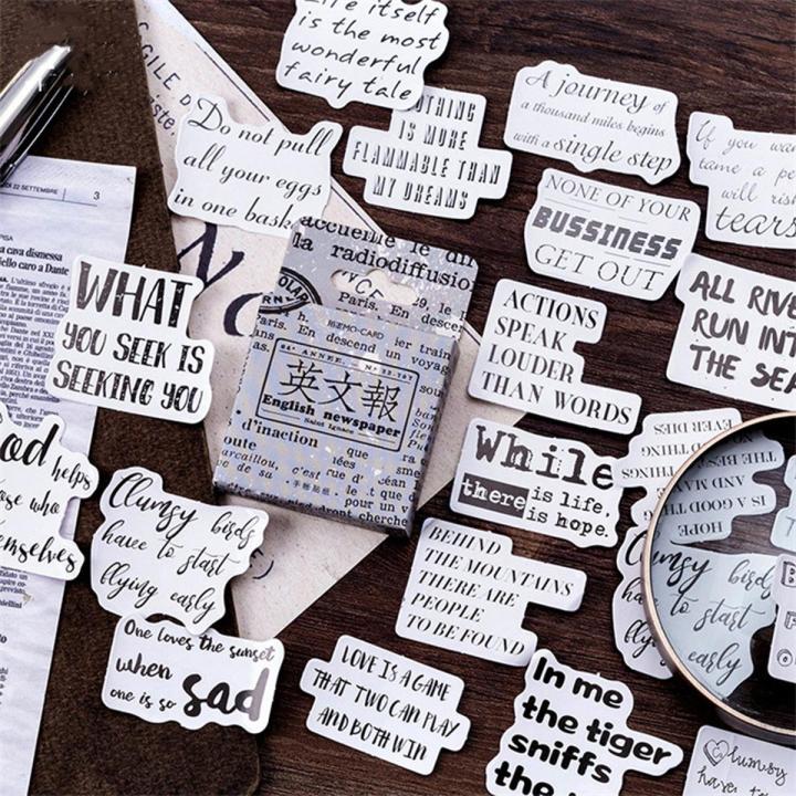 RHS Online 46PCS Encouragement Quotes Collage Newspaper Sticker Vintage Stickers Craft Journal Diary Scrapbooking Decoration