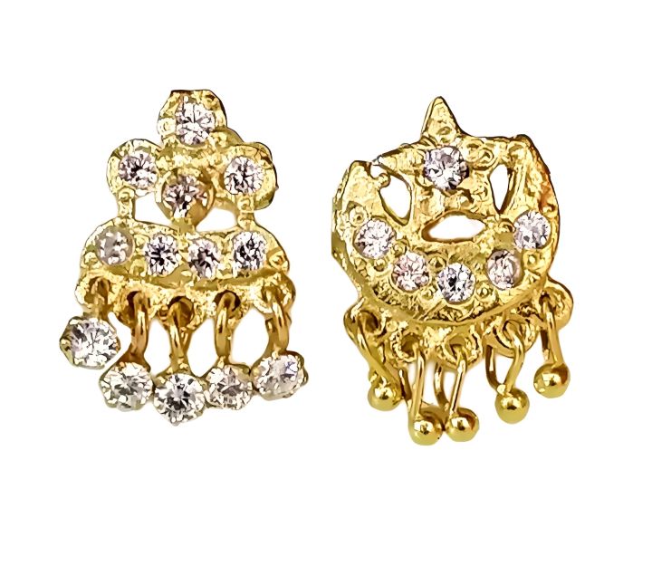 Half Moon Star Nose Pin Yellow Gold Plated for women, Nose ring Jewelry for Women and Girls