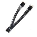 JAERBEE Motherboard Audio HD Extension Cable 9Pin 1 Female to 2 Male Y Splitter Cable Black for PC DIY 10cm. 