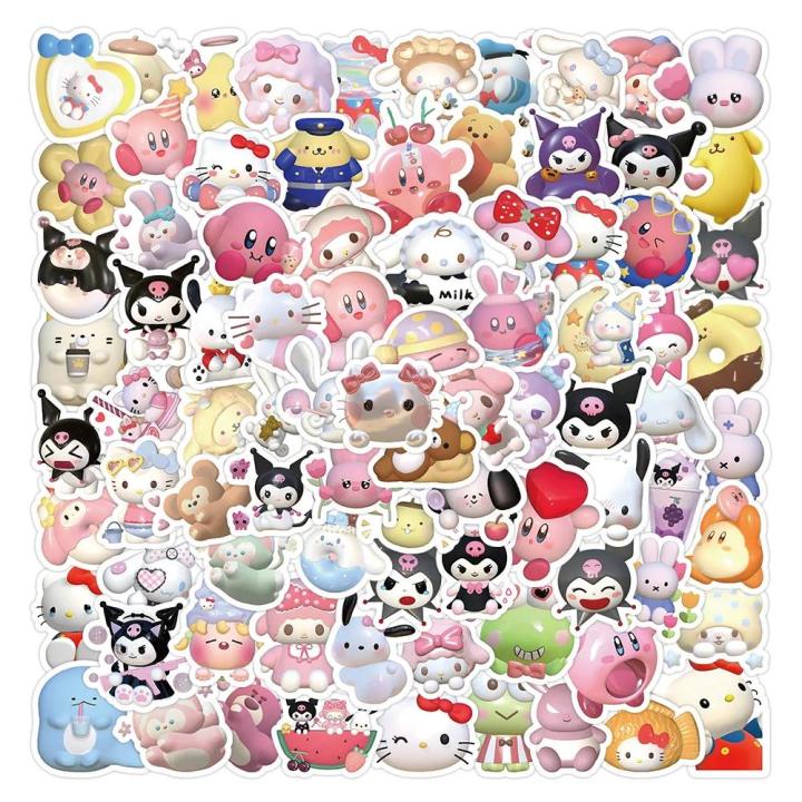 dy kaw cute DIY three-dimensional San50/100 pieces 3D rio stickers decorative waterproof anime stickers Kuromi My Meloai mobile phone case KEEMEEUYZO