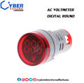 Round Digital Panel Voltage Meter Digital Voltage Monitor Indicator Light AC 220V 22mm. 