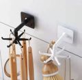 Wall Mounted 360 Degree rotating with six hooks Kitchen and Bathroom Storage Holder Accessories. 