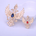 Russian double-headed eagle badge domineering animal crown eagle brooch men's suit jacket pin alisell foreign trade chest. 
