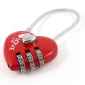 3 digits Ressetable Combination Padlock for Suitcase locker Travel Bags gift heart shape number code lock. 