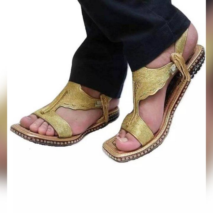 Golden Handmade Lawa Chappal , Pashawari chappal, tilly chappal  DA-12
