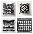 Techmanistan Pack of 5 - Random Design Black & White Geometric Cushion Covers, Throw Pillow, Decorative Case, Without Filling. 