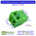 2Pin 5.08mm Green Universal Screw Terminal Block Connector 300V-10A 2Pin Screw Block Connector 10Pcs Electrica. 