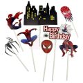 Spiderman Theme Cake Toppers - Cake Toppers - Red Colors - Boys Theme - Pack Of 8 Cake Toppers. 
