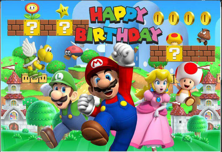 SUPER MARIO THEME BIRTHDAY PARTY BANNER ( 36 INCHES X 24 INCHES )