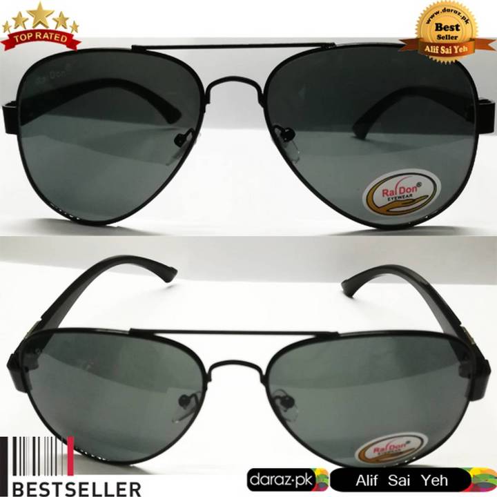Aviator Sunglasses for Men and Women Rai Don Aviation Military Style Aviator Sungasses with 100% UV400 Protection Sunglasses Black Frame Black Lense Black Legs