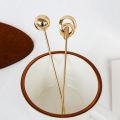 Korean Simple Gold Silver Color Metal Ball Circular Hair Sticks Hollow Long Hairpin For Women Wedding Hairstyle Design Tools. 