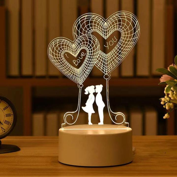 Hot Sale New Love You In Balloon 3D Single One Color Warm Light Night Light LED Bedroom Bedside Lamp Acrylic Creative Festival Gift Night Light Table Lamp LED Desk Lamp Creative Gift Bedside Lamp Small Gift